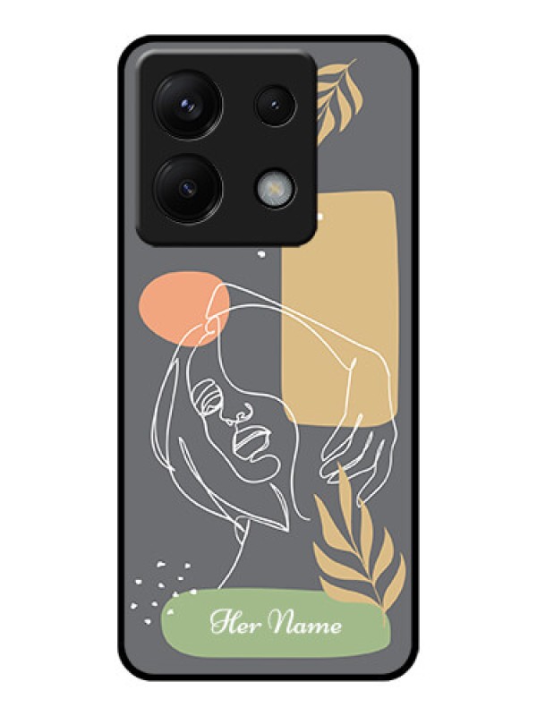 Custom Poco X6 5G Custom Glass Phone Case - Gazing Woman Line Art Design