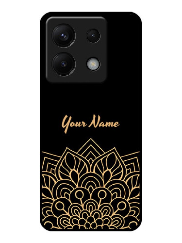 Custom Poco X6 5G Custom Glass Phone Case - Golden Mandala Design