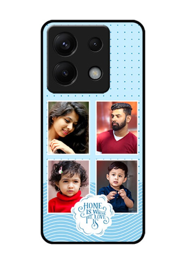 Poco X6 5G Custom Glass Phone Case - Cute Love Quote With 4 Pic Upload Design