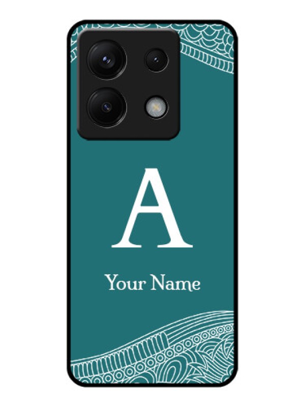 Custom Poco X6 5G Custom Glass Phone Case - Line Art Pattern With Custom Name Design