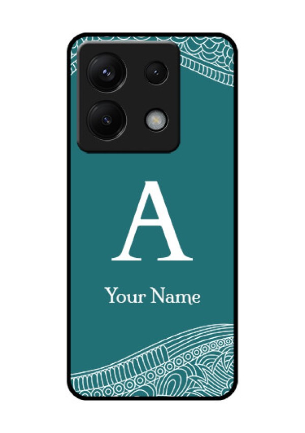 Poco X6 5G Custom Glass Phone Case - Line Art Pattern With Custom Name Design