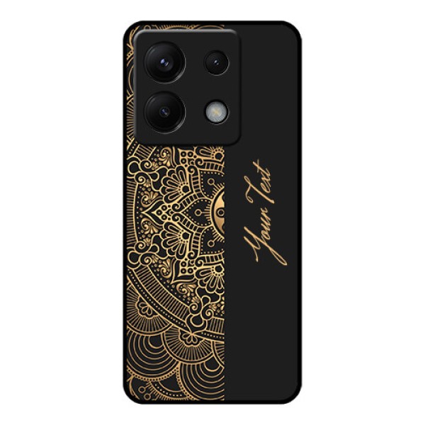 Poco X6 5G Custom Glass Phone Case - Mandala Art With Custom Text Design