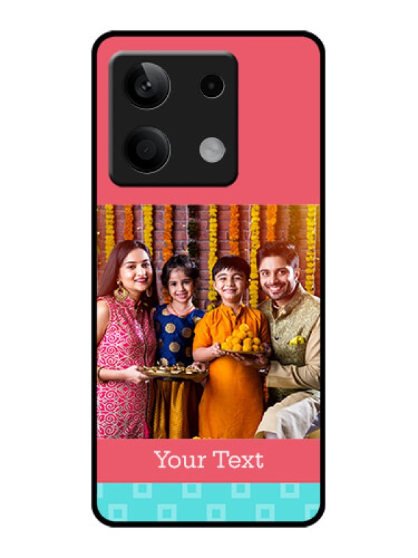 Custom Poco X6 Neo 5G Custom Glass Phone Case - Peach & Blue Color Design