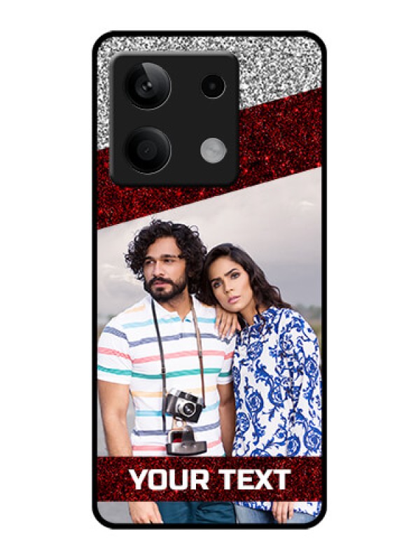 Custom Poco X6 Neo 5G Custom Glass Phone Case - Image Holder With Glitter Strip Design