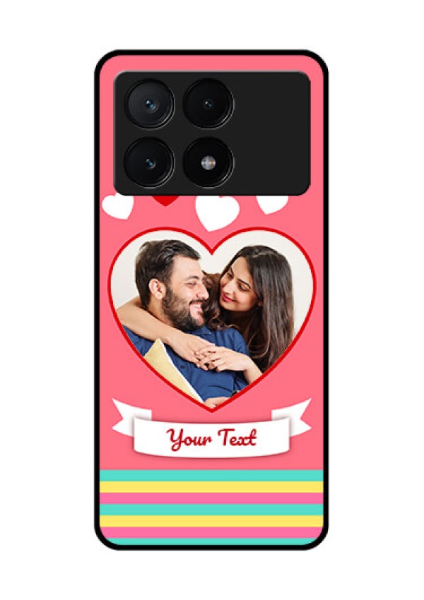 Poco X6 Pro 5G Custom Glass Phone Case - Love Shapes Doodle Design