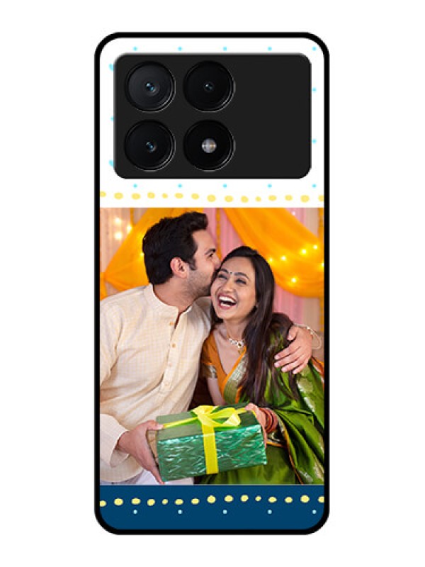 Custom Poco X6 Pro 5G Custom Glass Phone Case - White And Blue Abstract Design