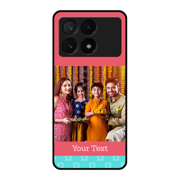 Poco X6 Pro 5G Custom Glass Phone Case - Peach & Blue Color Design Poco X6 Pro 5G Custom Glass Phone Case - Peach & Blue Color Design