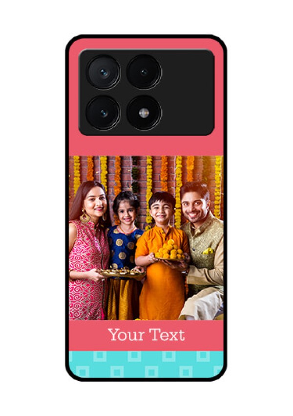 Poco X6 Pro 5G Custom Glass Phone Case - Peach & Blue Color Design