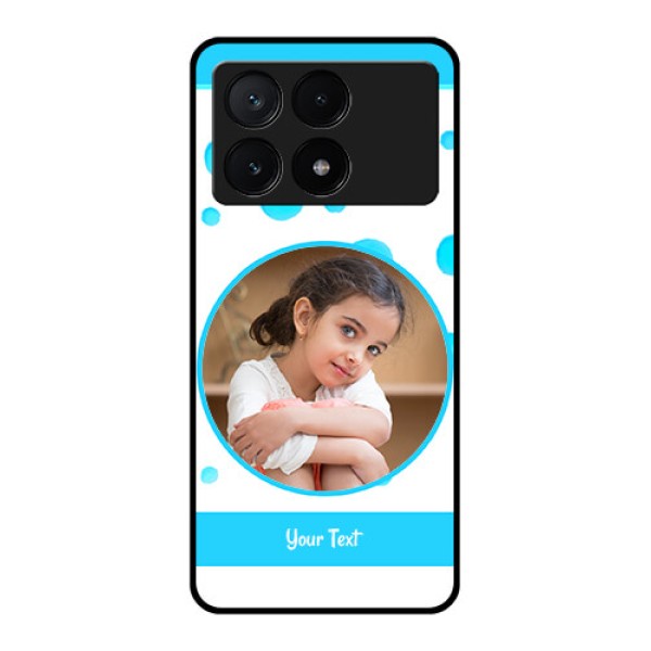Poco X6 Pro 5G Custom Glass Phone Case - Blue Bubbles Pattern Design Poco X6 Pro 5G Custom Glass Phone Case - Blue Bubbles Pattern Design