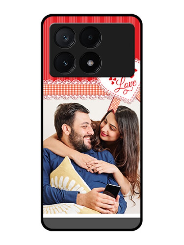 Custom Poco X6 Pro 5G Custom Glass Phone Case - Red Love Pattern Design