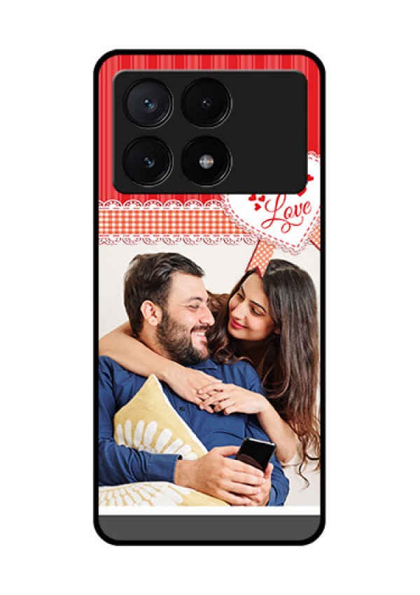 Poco X6 Pro 5G Custom Glass Phone Case - Red Love Pattern Design