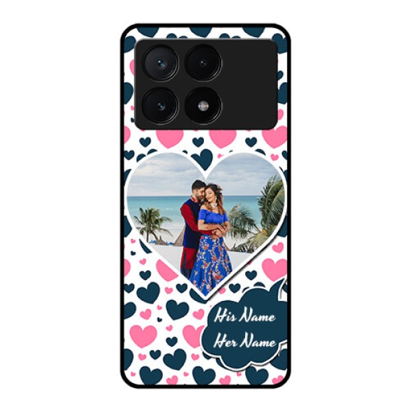 Poco X6 Pro 5G Custom Glass Phone Case - Pink & Blue Heart Design