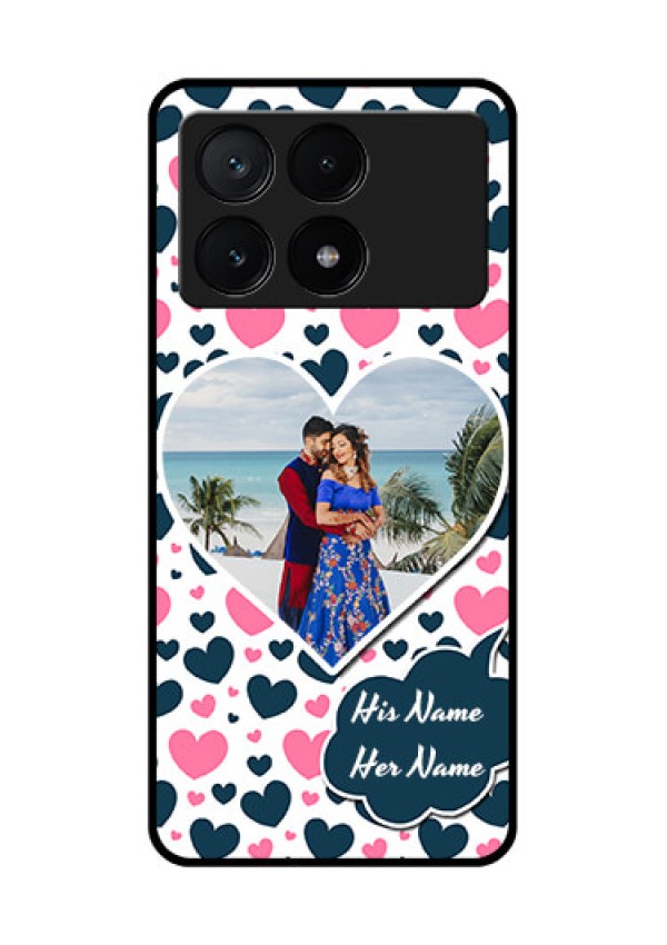 Poco X6 Pro 5G Custom Glass Phone Case - Pink & Blue Heart Design