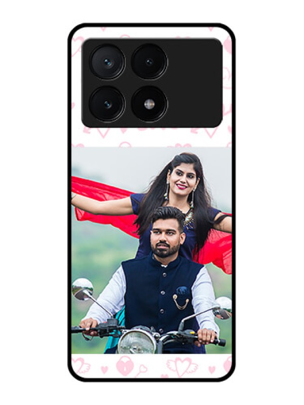 Custom Poco X6 Pro 5G Custom Glass Phone Case - Pink Flying Heart Design