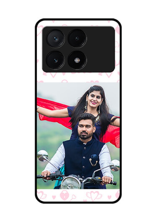 Poco X6 Pro 5G Custom Glass Phone Case - Pink Flying Heart Design