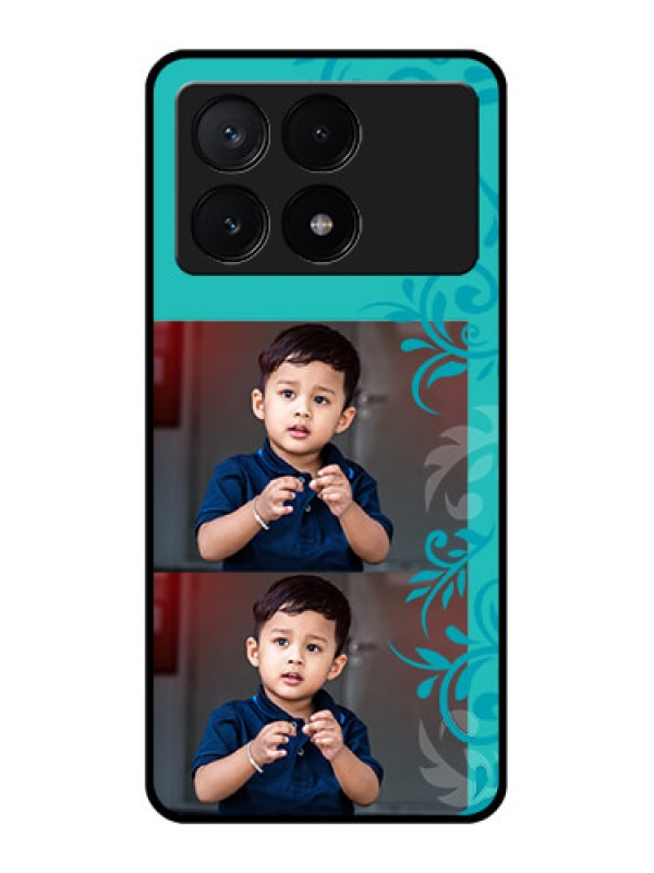 Custom Poco X6 Pro 5G Custom Glass Phone Case - With Photo And Green Floral Design