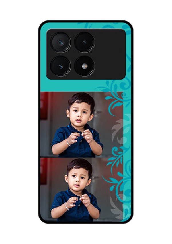 Poco X6 Pro 5G Custom Glass Phone Case - With Photo And Green Floral Design