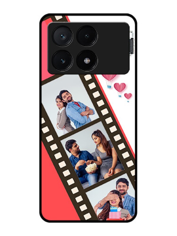 Custom Poco X6 Pro 5G Custom Glass Phone Case - 3 Image Holder With Film Reel