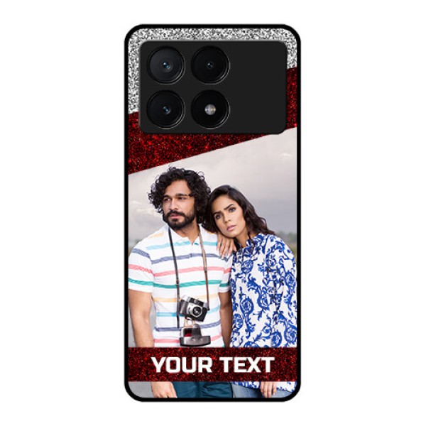 Poco X6 Pro 5G Custom Glass Phone Case - Image Holder With Glitter Strip Design Poco X6 Pro 5G Custom Glass Phone Case - Image Holder With Glitter Strip Design