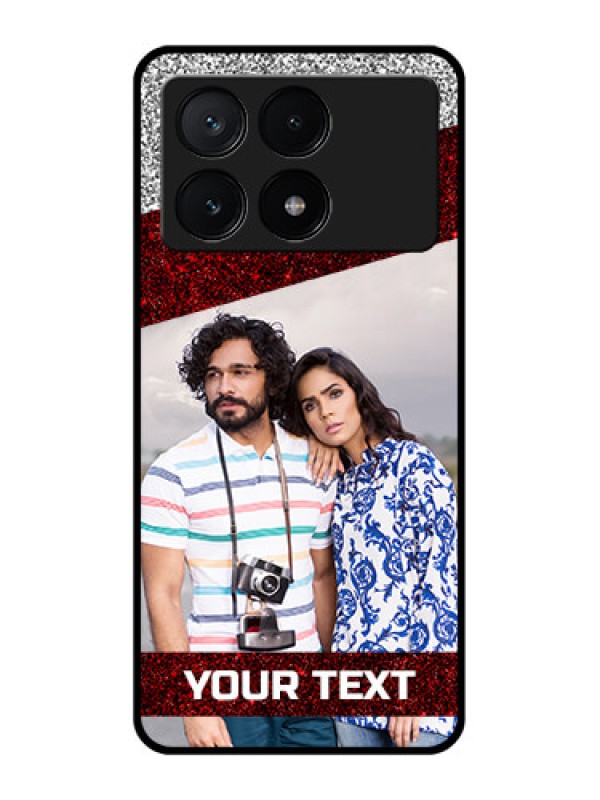 Custom Poco X6 Pro 5G Custom Glass Phone Case - Image Holder With Glitter Strip Design