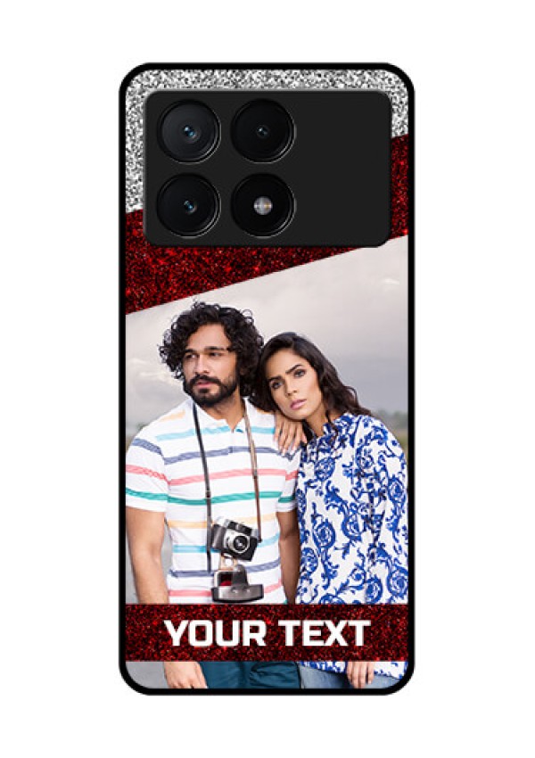Poco X6 Pro 5G Custom Glass Phone Case - Image Holder With Glitter Strip Design