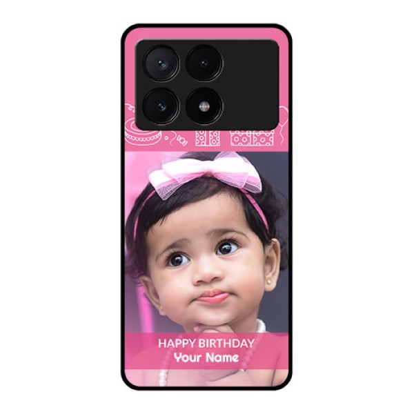 Poco X6 Pro 5G Custom Glass Phone Case - With Birthday Line Art Design Poco X6 Pro 5G Custom Glass Phone Case - With Birthday Line Art Design