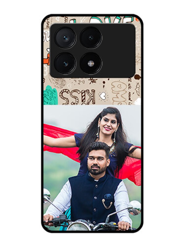 Custom Poco X6 Pro 5G Custom Glass Phone Case - Love Doodle Pattern