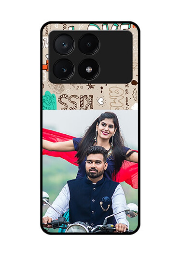 Poco X6 Pro 5G Custom Glass Phone Case - Love Doodle Pattern