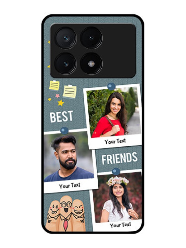 Custom Poco X6 Pro 5G Custom Glass Phone Case - Sticky Frames And Friendship Design