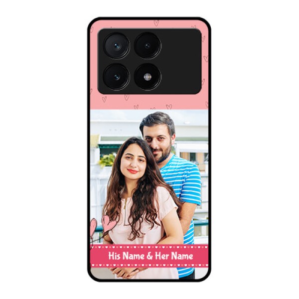 Poco X6 Pro 5G Custom Glass Phone Case - Love Design Peach Color