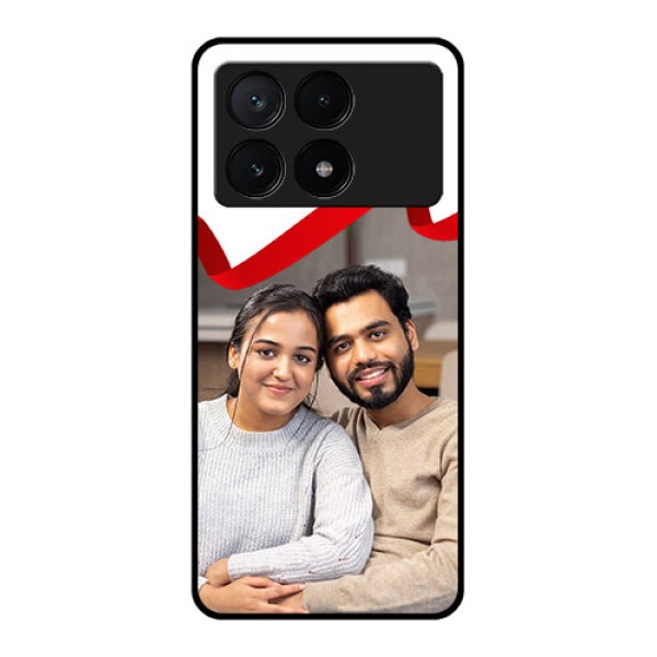 Poco X6 Pro 5G Custom Glass Phone Case - Red Ribbon Frame Design
