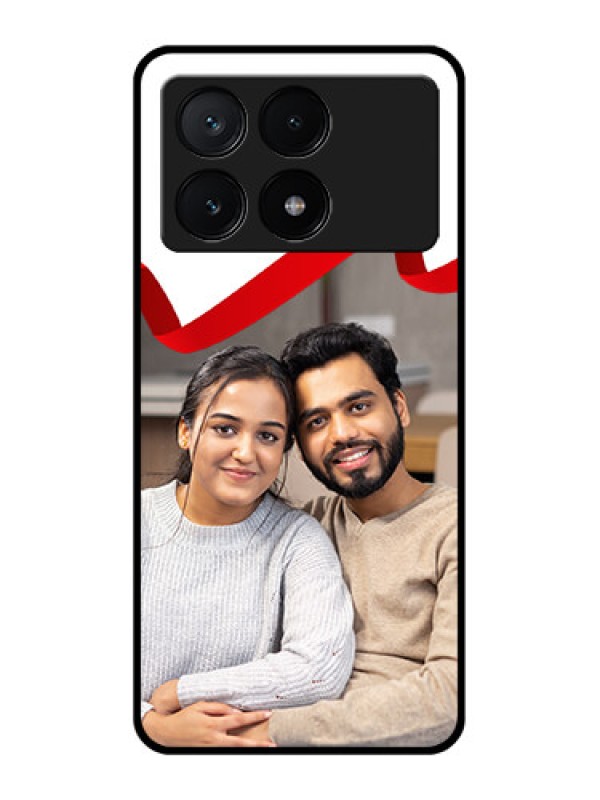 Custom Poco X6 Pro 5G Custom Glass Phone Case - Red Ribbon Frame Design
