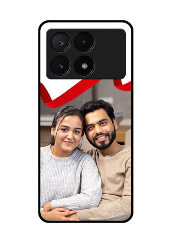 Poco X6 Pro 5G Custom Glass Phone Case - Red Ribbon Frame Design