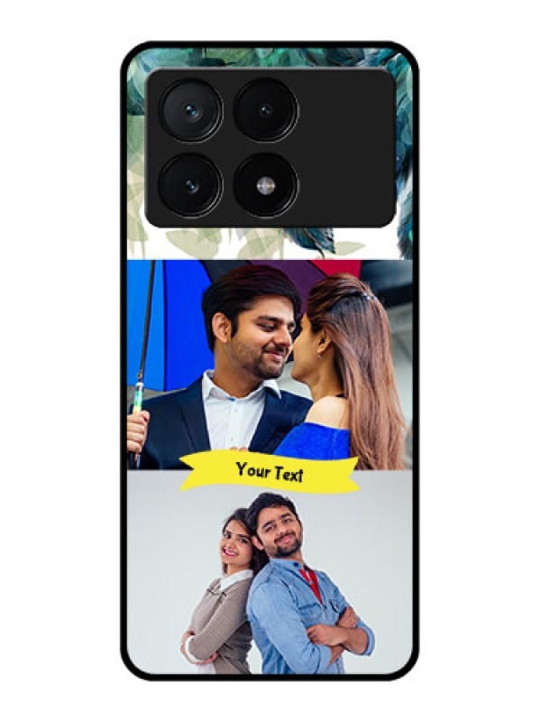 Custom Poco X6 Pro 5G Custom Glass Phone Case - Image With Boho Peacock Feather Design