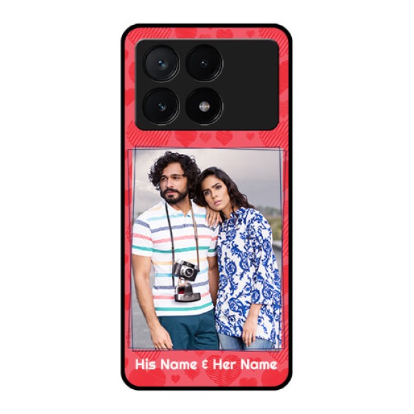 Poco X6 Pro 5G Custom Glass Phone Case - With Red Heart Symbols Design Poco X6 Pro 5G Custom Glass Phone Case - With Red Heart Symbols Design