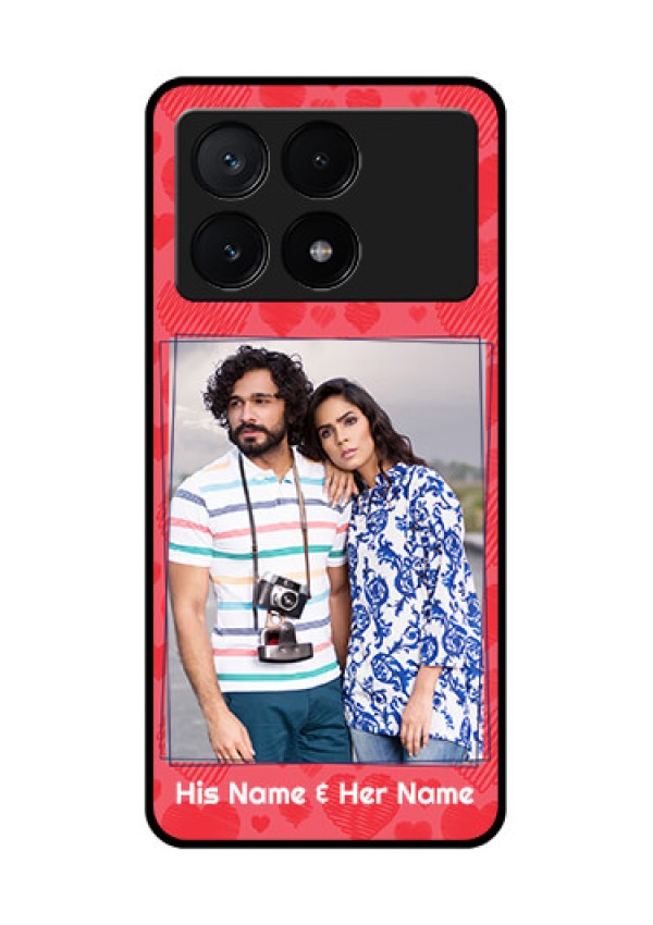Poco X6 Pro 5G Custom Glass Phone Case - With Red Heart Symbols Design