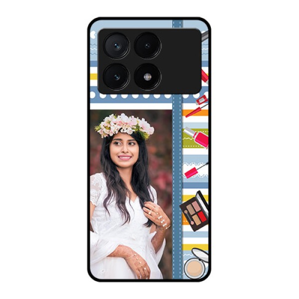 Poco X6 Pro 5G Custom Glass Phone Case - Makeup Icons Design
