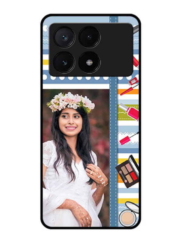 Custom Poco X6 Pro 5G Custom Glass Phone Case - Makeup Icons Design