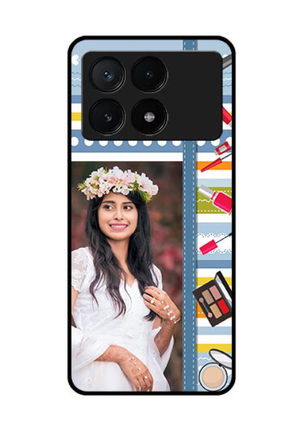 Poco X6 Pro 5G Custom Glass Phone Case - Makeup Icons Design