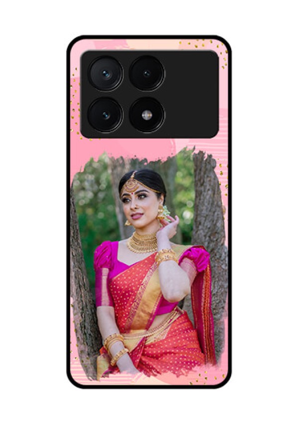 Poco X6 Pro 5G Custom Glass Phone Case - Gold Glitter Splash Design