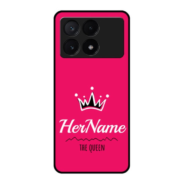 Poco X6 Pro 5G Custom Glass Phone Case - Queen With Name Design Poco X6 Pro 5G Custom Glass Phone Case - Queen With Name Design