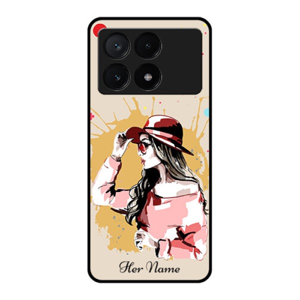 Poco X6 Pro 5G Custom Glass Phone Case - Women With Pink Hat Design Poco X6 Pro 5G Custom Glass Phone Case - Women With Pink Hat Design