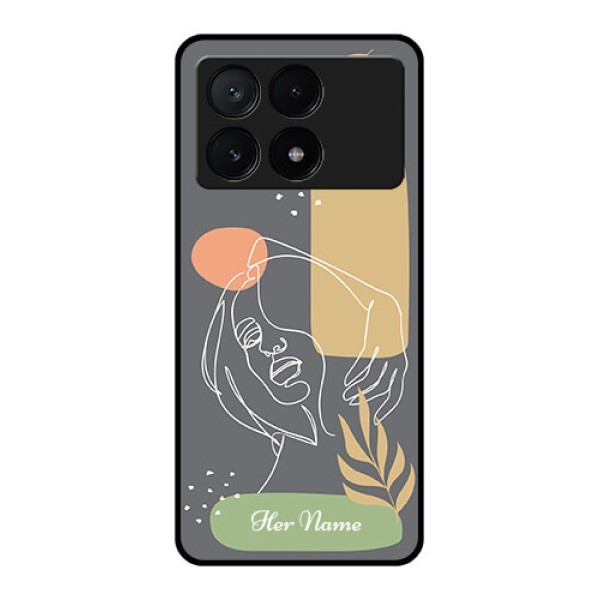 Poco X6 Pro 5G Custom Glass Phone Case - Gazing Woman Line Art Design Poco X6 Pro 5G Custom Glass Phone Case - Gazing Woman Line Art Design