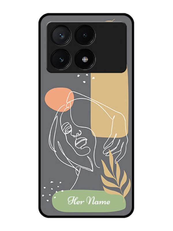 Custom Poco X6 Pro 5G Custom Glass Phone Case - Gazing Woman Line Art Design