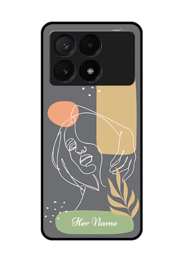 Poco X6 Pro 5G Custom Glass Phone Case - Gazing Woman Line Art Design