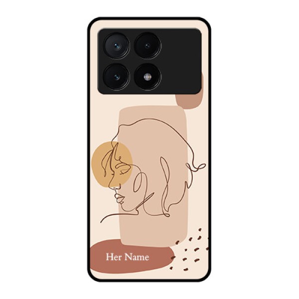 Poco X6 Pro 5G Custom Glass Phone Case - Calm Woman Line Art Design Poco X6 Pro 5G Custom Glass Phone Case - Calm Woman Line Art Design
