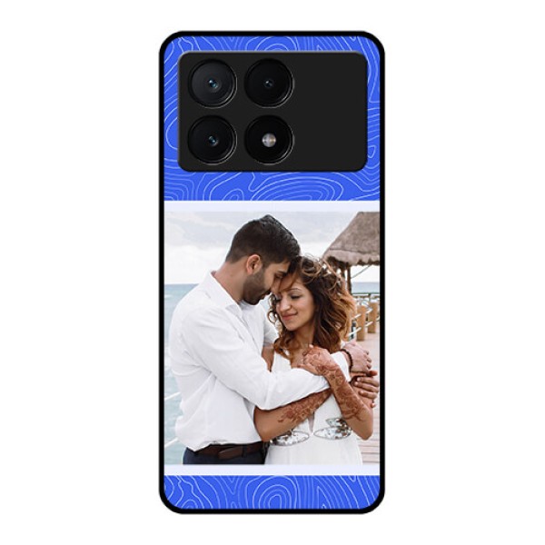 Poco X6 Pro 5G Custom Glass Phone Case - Curved Line Art With Blue And White Design Poco X6 Pro 5G Custom Glass Phone Case - Curved Line Art With Blue And White Design