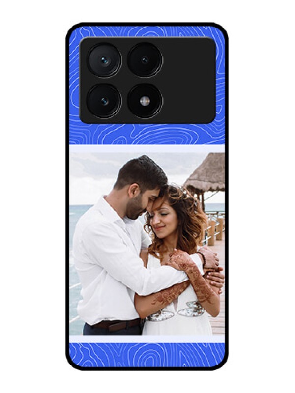 Custom Poco X6 Pro 5G Custom Glass Phone Case - Curved Line Art With Blue And White Design