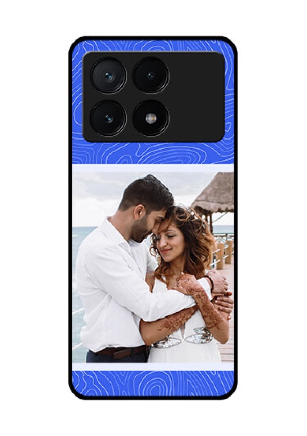 Poco X6 Pro 5G Custom Glass Phone Case - Curved Line Art With Blue And White Design