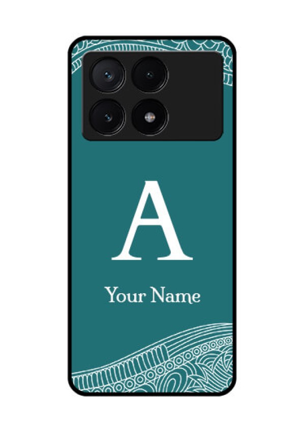 Poco X6 Pro 5G Custom Glass Phone Case - Line Art Pattern With Custom Name Design